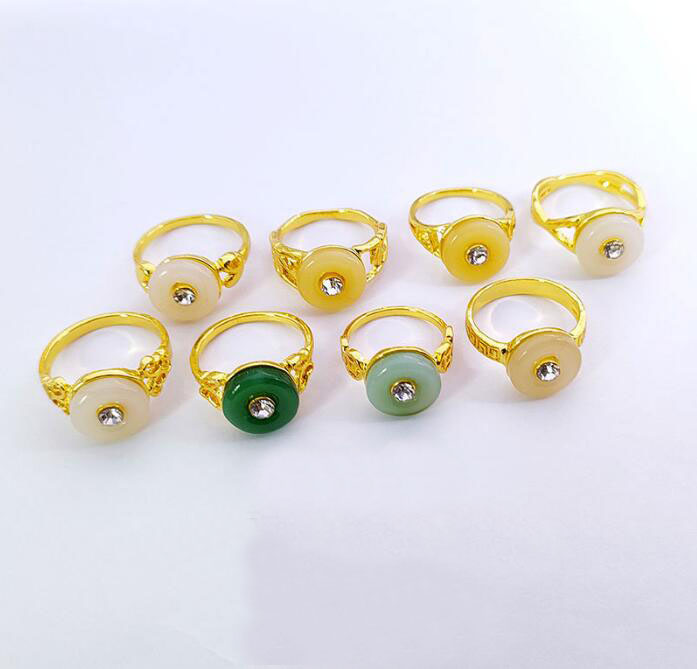 Crystal Imitation Jade Round Glass Ring Gold Silber Ring Mixed Style Größe