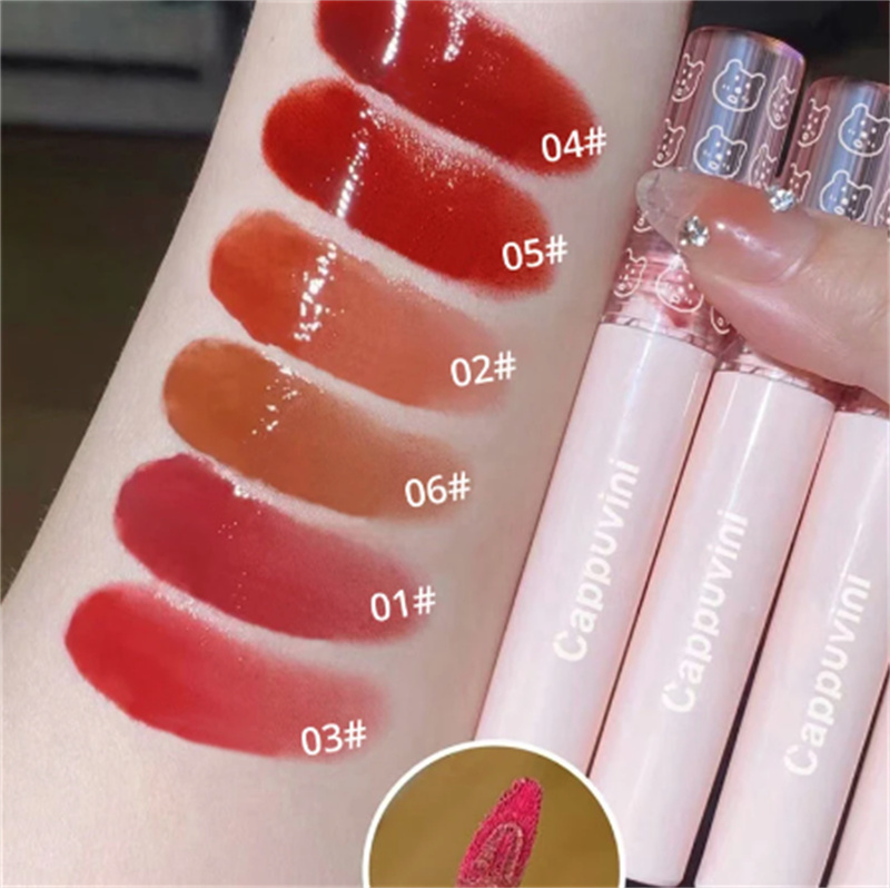 Water Mirror Lip Glaze Lipstick Non-stick Cup Lasting Moisturizing Lipgloss Colorful Women Lip Oil Silky Lip Tint Makeup Tool