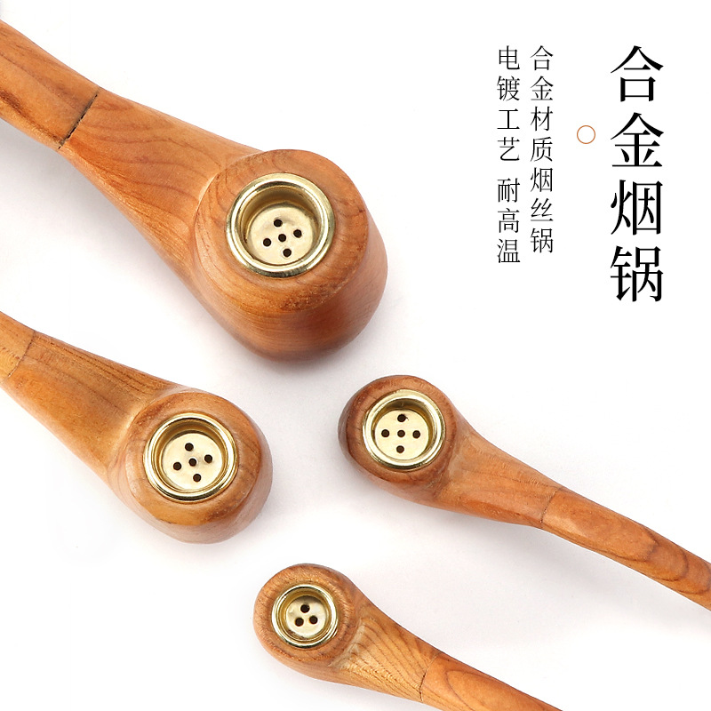 Smoking Pipes New Solid Wood Hand Polished Wooden Pipe Made in China Retro Old Portable Curved Wooden Pipe