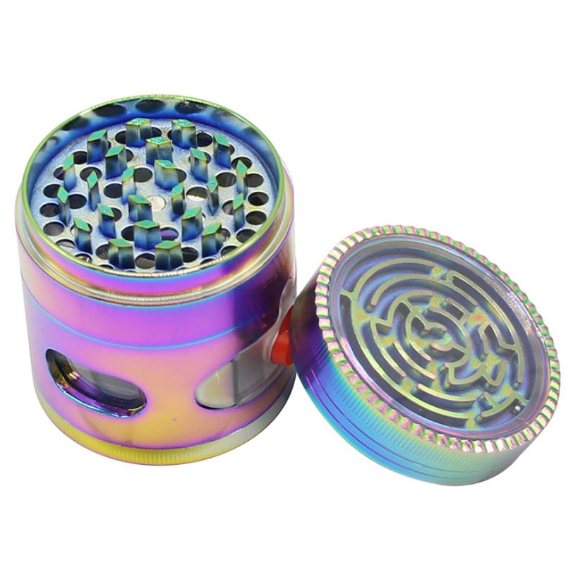 Smoking Pipes 63mm 4-layer transparent 3-hole zinc alloy on the side of a cigarette grinder with drawers