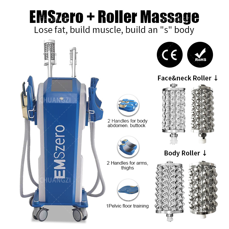 DLS-EMSlim 14 Tesla RF Vertical Amincissant 2 en 1 EMSZERO Plus Roller Equipment 4 Poignées Fat Decomposition Muscle Booster Certification CE