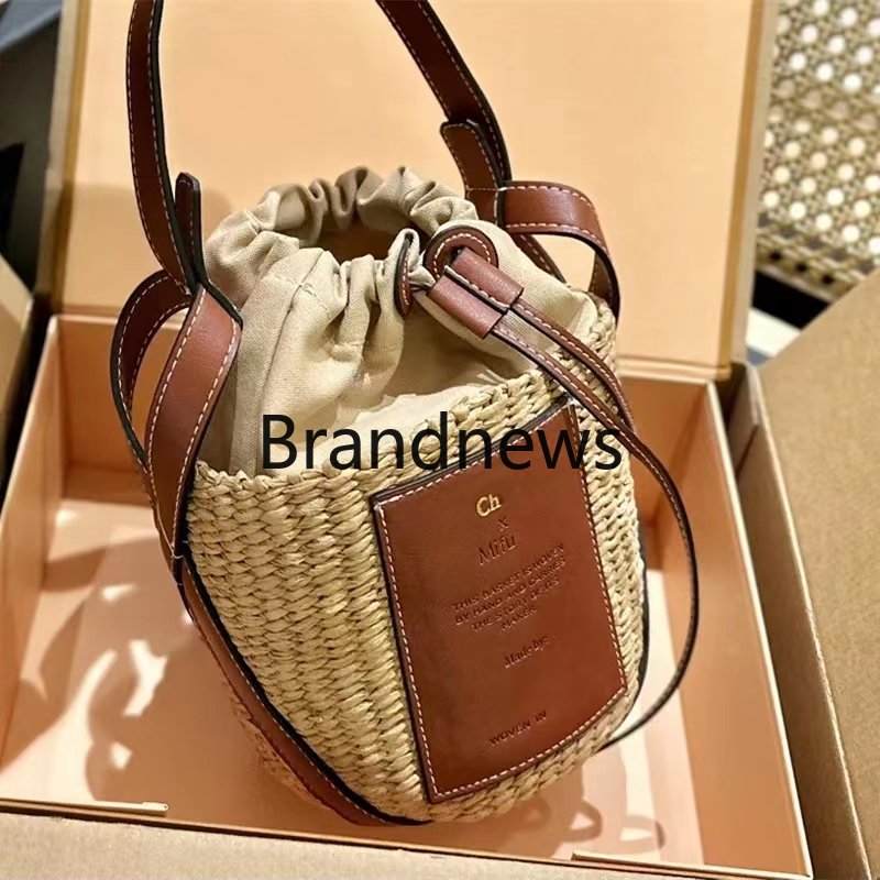 Chle mulheres palha praia saco cordão cesta balde de couro sacos de ombro bolsas e bolsas tote praia crossbody luxurys designers saco de viagem 2393