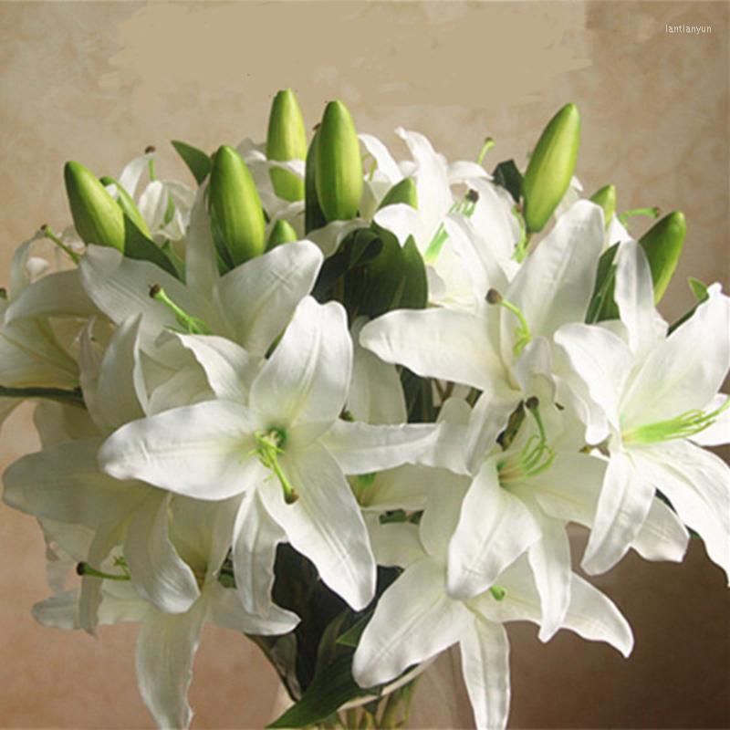Декоративные цветы искусственные лилии шесть голов свадебные украшения букет домашняя гостиная цветочные композиции