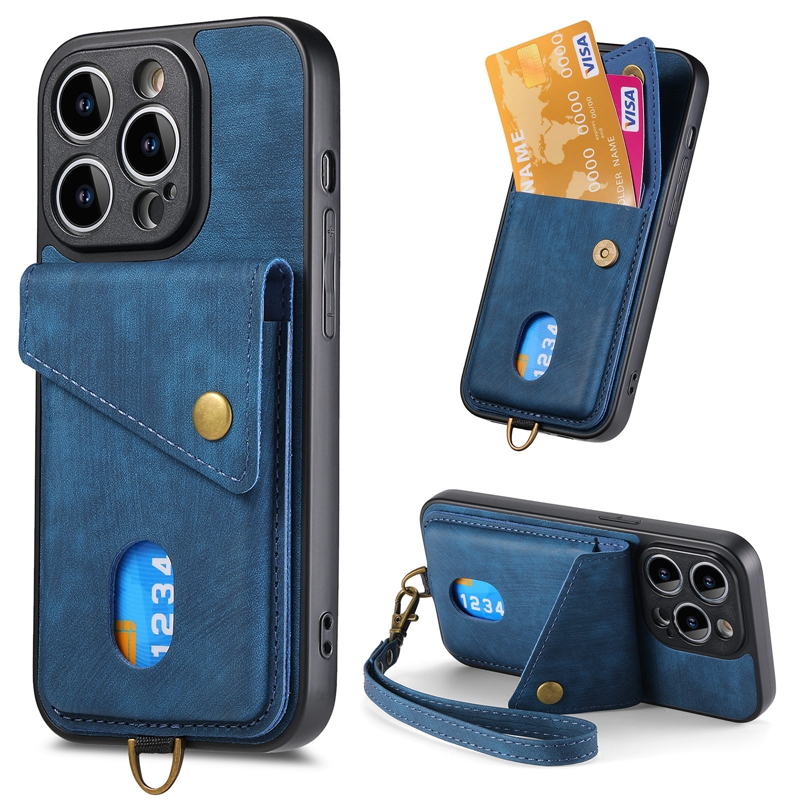 Retro-Leder-Kartensteckplatz-Taschen-Autohalter-Hüllen für iPhone 15 14 Pro Max Plus 13 12 11 X XR XS 8 7 6 Magnetischer Magnet-Autohalterungsständer Hartplastik Weiche TPU-Handyabdeckung