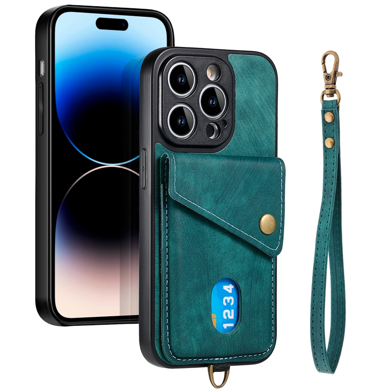 Retro Leather Card Slot Pocket Car Holder Cases For Iphone 15 14 Pro Max Plus 13 12 11 X XR XS 8 7 6 Magnetic Magnet Car Bracket Stand Hard Plastic Soft TPU Mobile Phone Cover