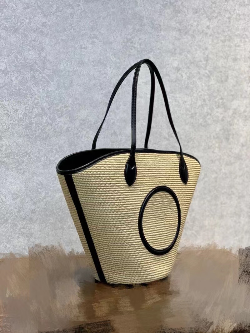 Fashion Brand Luxury Embroidered Beach Bags Designer Women Leather23 Canvas Handbags Classic Female Shopping Large Capacity Ladies Bag Single Bag Long Bucket Pack