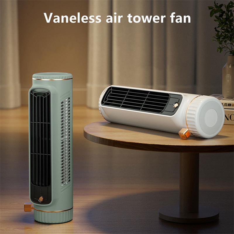 Portable Desktop Tower Fan Mute 3-Speed ​​verstelbare USB-luchtkoeling Fans 3.7V 1200mAh Bladloze ventilator