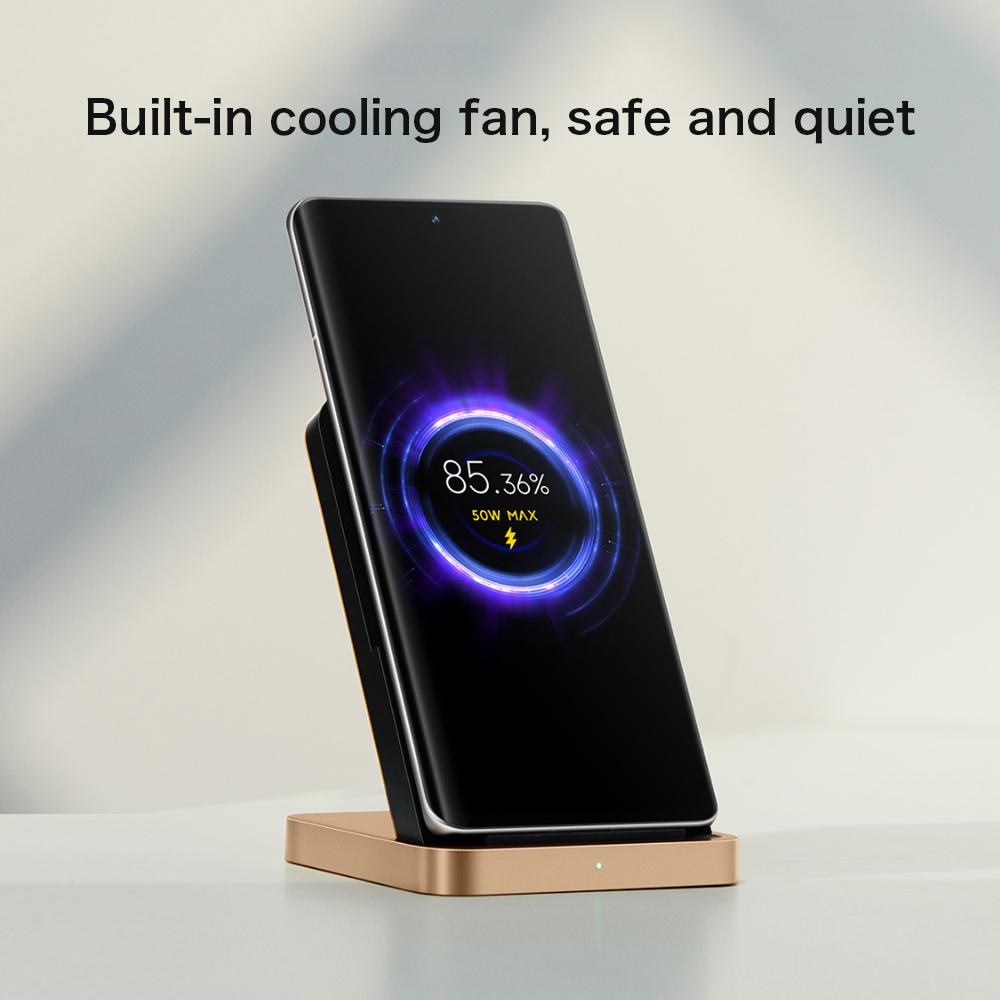 Xiaomi 50W الشحن اللاسلكي المبرد بالهواء العمودي الدعم QI الشحن اللاسلكي على حماية تيار درجة حرارة الجهد مع صندوق