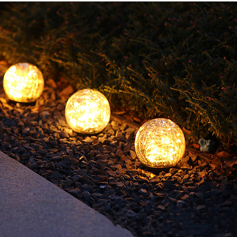 Lumières solaires extérieures, 30 lumières de jardin en verre fissurées à LED, lumières solaires étanches solaires pour cour, patio, passerelle, pelouse, sentier, lumières décoratives blancs chauds