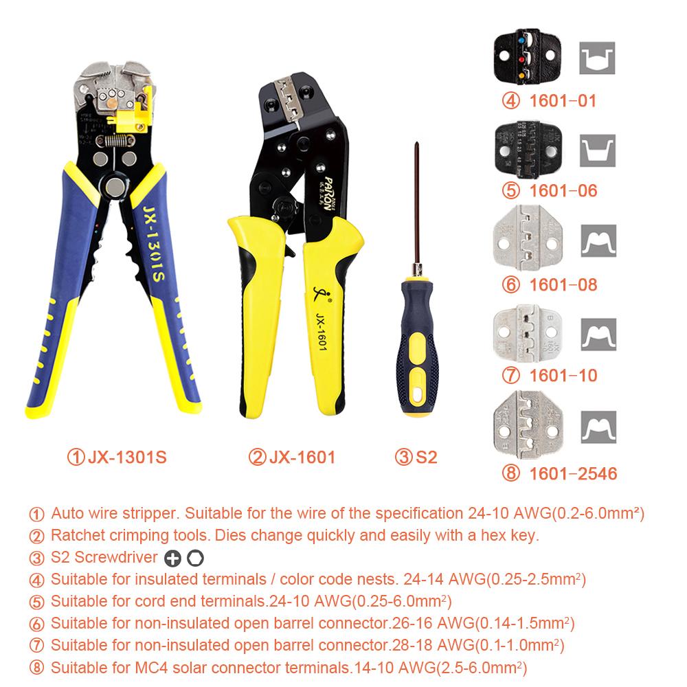 Tang paron Wire Crimpers Multifonctional Engineering Ratchenting Terminal Strucping Fire Strippers Stripers