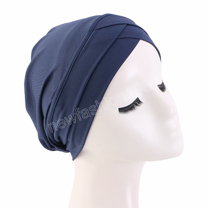 Muzułmańskie kobiety wewnętrzne hijab strech turban czapka chemo czapka krzyżowa fryzura femme islam nakrycie szalika