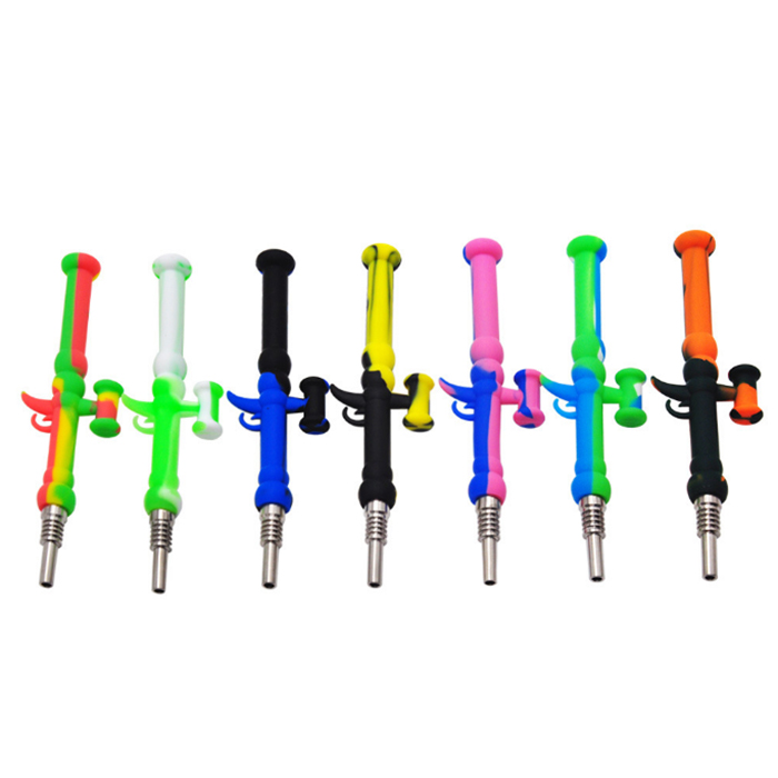 10mm Silicone Nectar Collector Dabs Pipe À Fumer Avec Titane Nail Tip Dab Oil Rigs Concentré Portable Coloré Tenu À La Main Fumer Pipe À Tabac