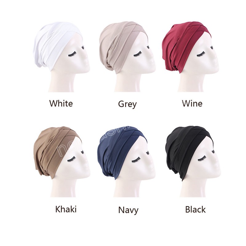 Moslim vrouwen binnenhoed hijab strech tulband beanie chemo cap kruis haarverlies femme islam hoofdtoets wikkel sjaal deksel