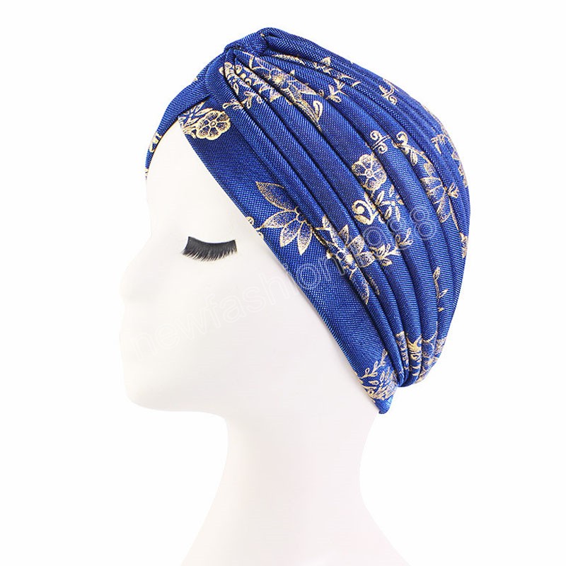 Moda Donna Hijab Turbanti Chemio Cap African Shiny Print Bonnet Knot Cancer Perdita di capelli Cappello Copricapo indiano Copricapo Mujer Foulard