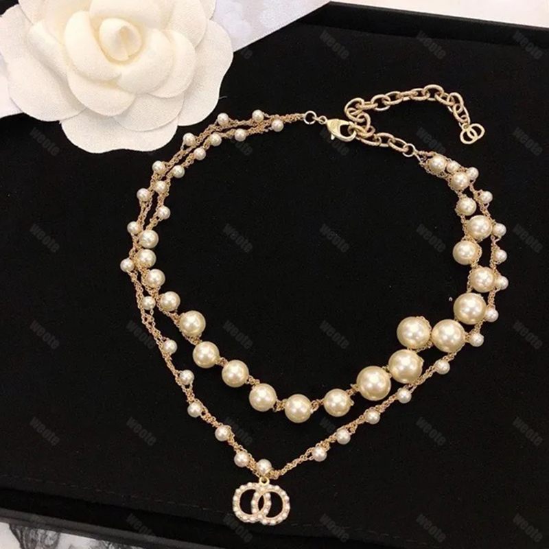 channel clies Designer di collane di lusso le donne Collane di perle Designer di donne Gioielli Lettera Ciondolo C Catene d'oro Bracciale da sposa Anello orecchio bijoux