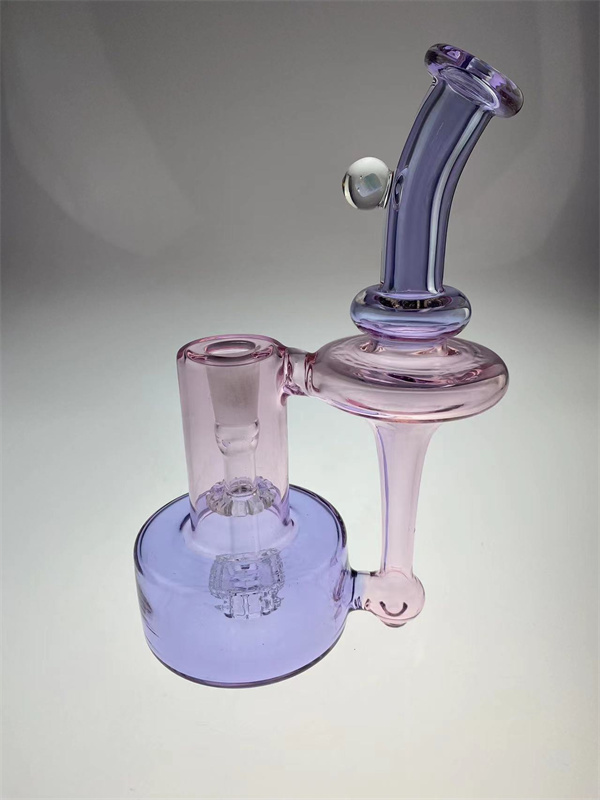 Fumando narguilé de vidro RBR3.0 Reciclagem com rosa e roxo CFL Color 14mm Junta com uma opala