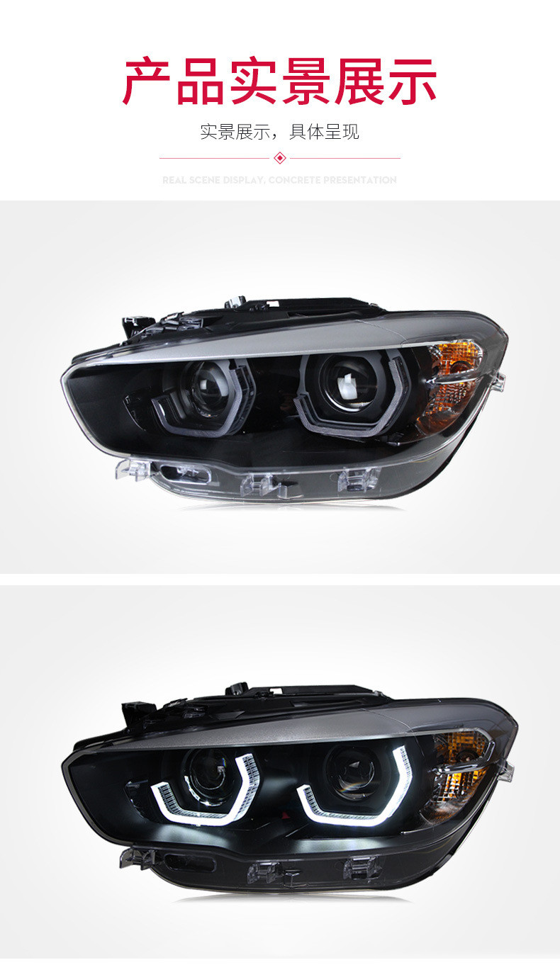 BMW 1 Serisi için Farlar F20 Hatchback 20 15-20 18 LED Kaşık DRL Sinyal Işık Yüksek Düşük Işın Lens Far