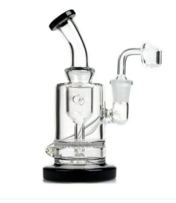 Bongs de água de vidro colorido Recycler Dab Rigs Hookahs Tubos de água de fumaça de óleo de vidro com 10mm Banger 18cm de altura