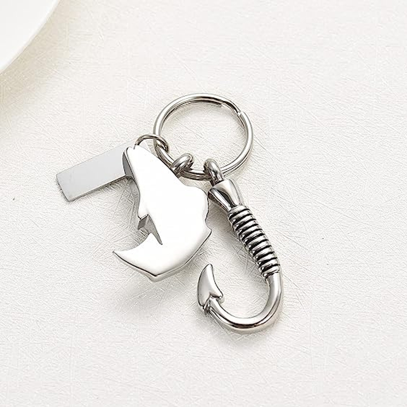 Cremation jewelry stainless steel fish shaped design key chain commemorative urn necklace keepsake jewelry