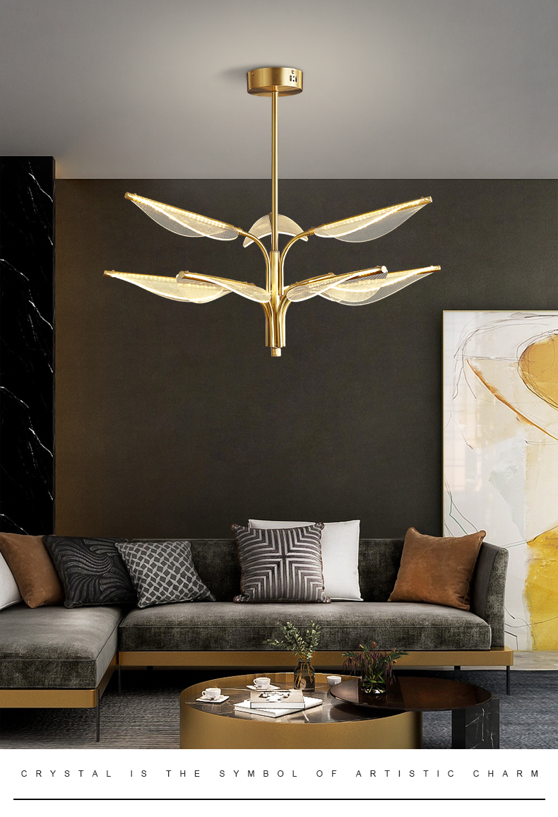 Moderne volledige koperen hanglampen LED Acryl PMMA Luxe kroonluchter hanglampen armatuur American Art Deco Slaapkamer Dineren Woonkamer Lamparas Luminaria Luster