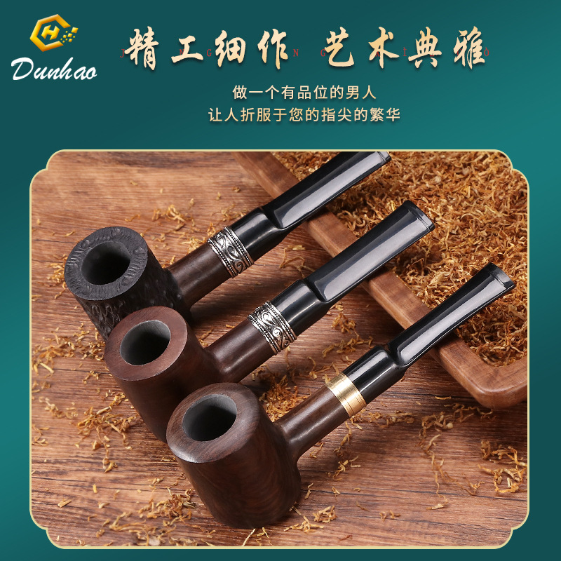 喫煙パイプブラックサンダルウッドワックスパイプは、Zhuo Pipe Pipe Fittings Hammerタイプのソリッドウッドパイプを塗装せずに演奏できます