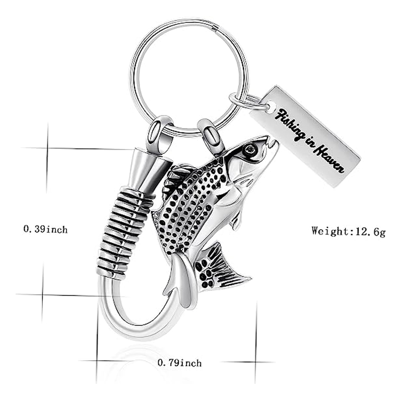 Cremation jewelry stainless steel fish shaped design key chain commemorative urn necklace keepsake jewelry