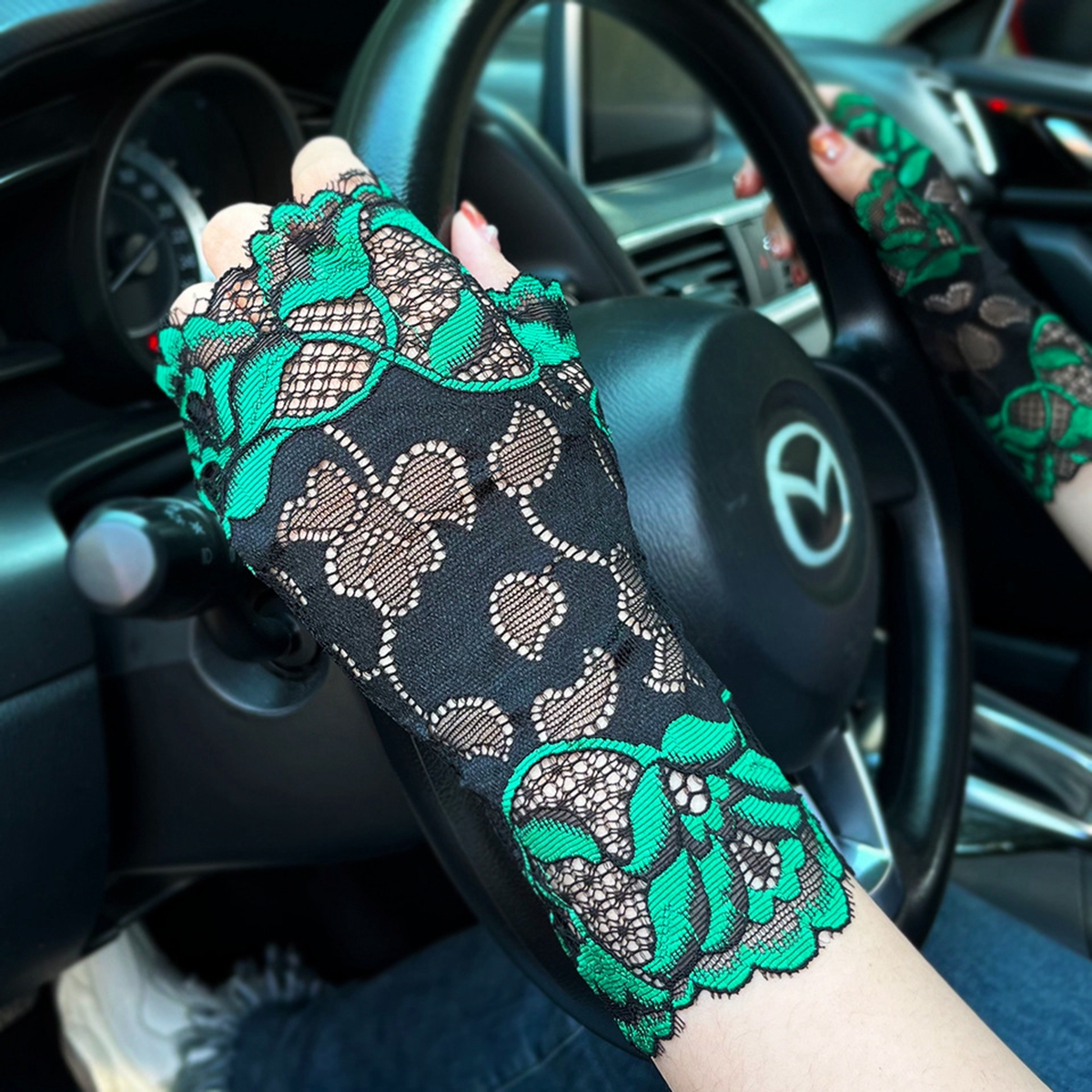 8Par Fashion Sunscreen fingerlösa spetshandskar för kvinna RIDE Dance Performance Handskar