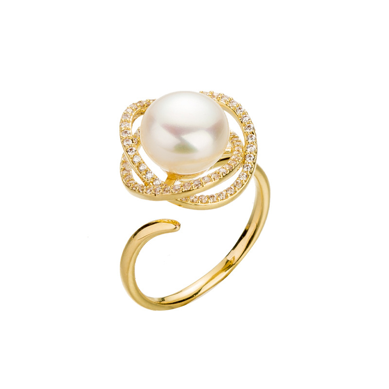 Romantisch 18k goud Koreaanse parel zirkon ringfeest trouwringen voor vrouwen statement vinger sieraden cadeau
