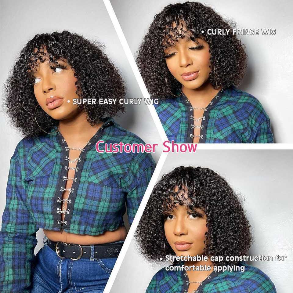 Synthetische pruiken Jerry Curly Korte Pixie Bob Cut Hump Hair Pruiken met pony Non Lace Front Wig Hoogtepunten Honingblond gekleurd voor vrouwen 230227