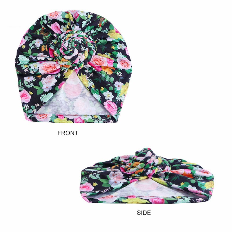 Muslim Turban Hat African Twist Knot Flower Print India Hat Head Cover Bonnet Headscarf Chemo Cap Bandanas Hårtillbehör