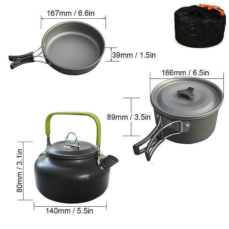 Cuisine de camping Équipement de voyage de camping Vaisselle Kit d'ustensiles de cuisine Pots Brûleur Accessoires de cuisinière à gaz Ensembles d'ustensiles de cuisine Fournitures de barbecue de pique-nique P230506