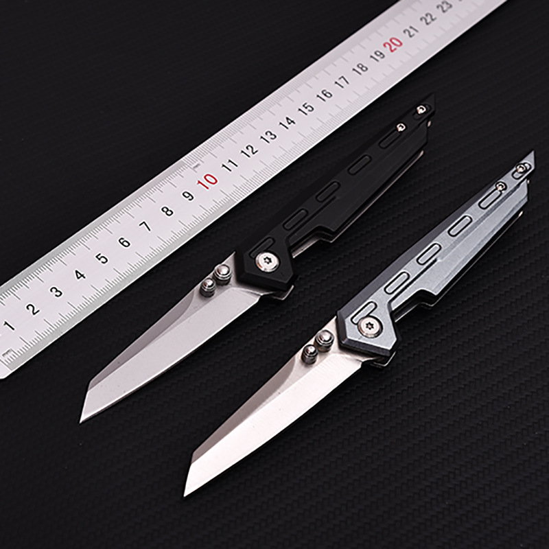 Promotion A1909 Pocket Folding Knife 440C Satin Blade Space Aluminum Handle Outdoor Camping Hiking Fishing EDC Knives with Nylon Bag