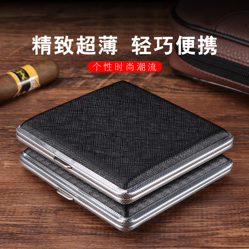 Smoking Pipes Leather cigarette box, split with straps, men's cigarette storage box, independent, windproof