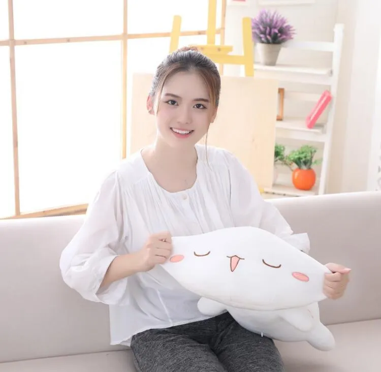 Soft large eyed cat filled with plush animal white gray cute cat size 35cm children's sleeping pillow toy