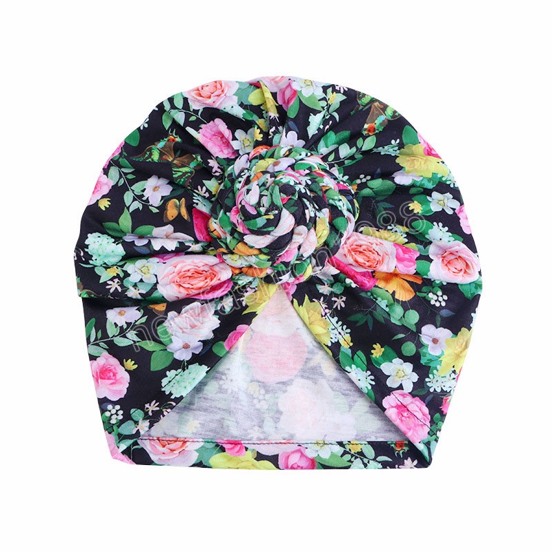 Muslim Turban Hat African Twist Knot Flower Print India Hat Head Cover Bonnet Headscarf Chemo Cap Bandanas Hårtillbehör