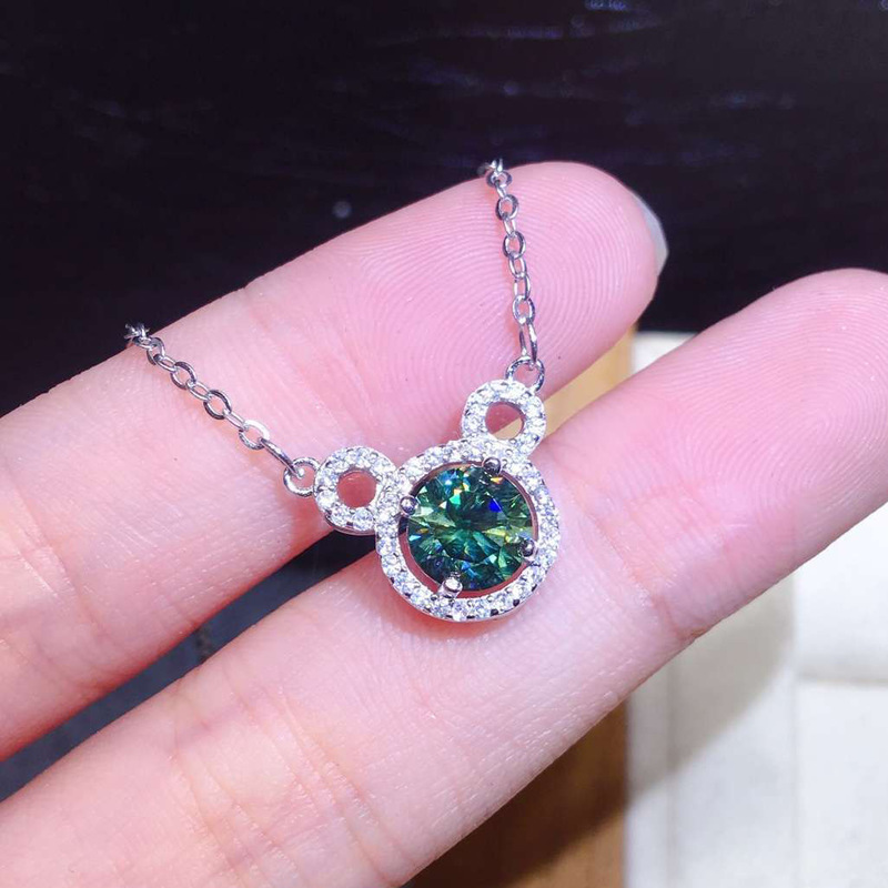 Trendy 4ct Green Moissanite Promise Pendant 925 Sterling Silver Wedding Pendants Necklace For Women Men Party Choker Jewelry