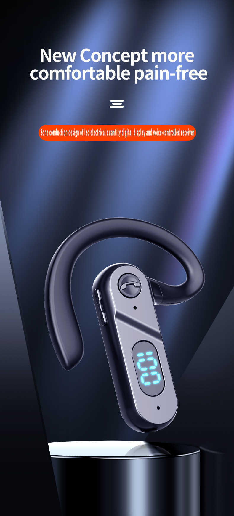 Neuer V28-Ohrbügel Bluetooth-Headset Business-Digitalanzeige 5.2 Sport, der Outdoor-Fahrzeug läuft