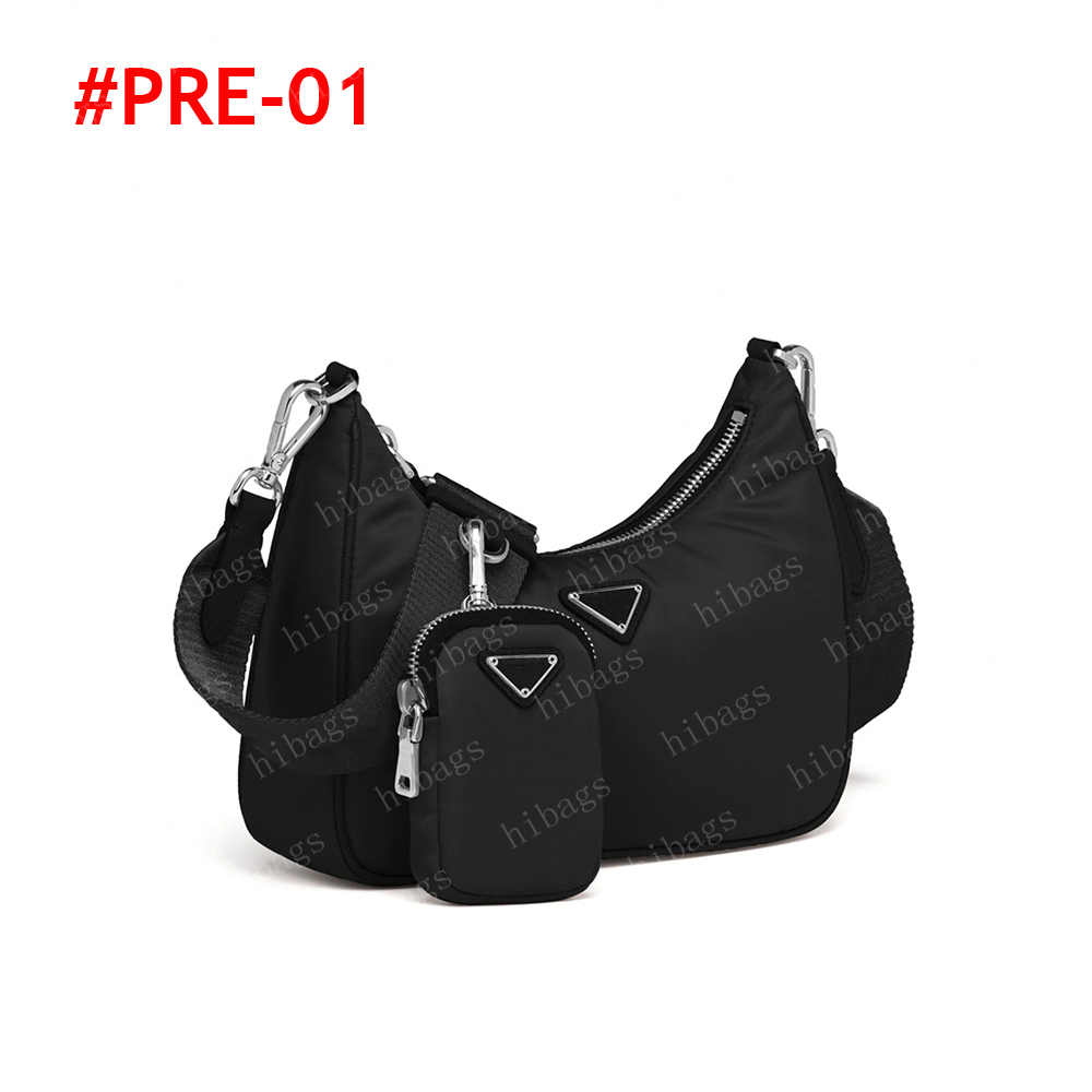2023 디자이너 나일론 가방 크로스 바디 백 여성 3in1 가방 숄더 핸드백 토트 스트랩 박스 체인 지갑 #PRE-01