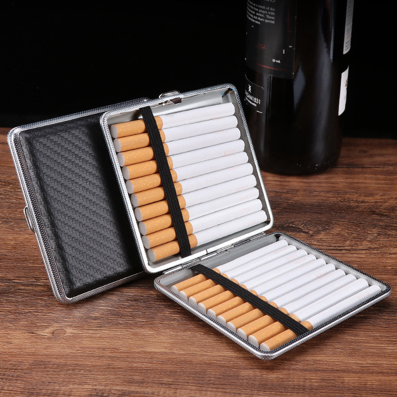 Smoking Pipes Leather cigarette box, split with straps, men's cigarette storage box, independent, windproof