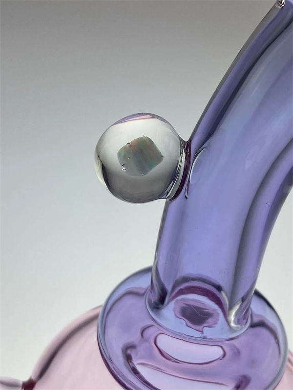 Narguilés en verre à fumer style rbr3.0 recyclé avec joint de 14mm de couleur rose et violet cfl avec une opale