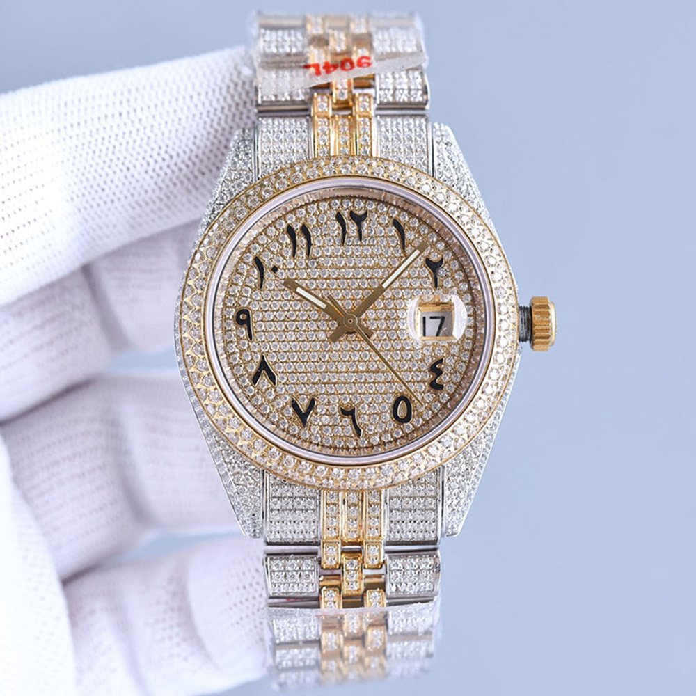 Montre entièrement diamantée pour hommes, mécanique automatique, 2824, saphir, 41mm, avec bracelet en acier serti de diamants, montres-bracelets pour femmes, Montre de Luxe