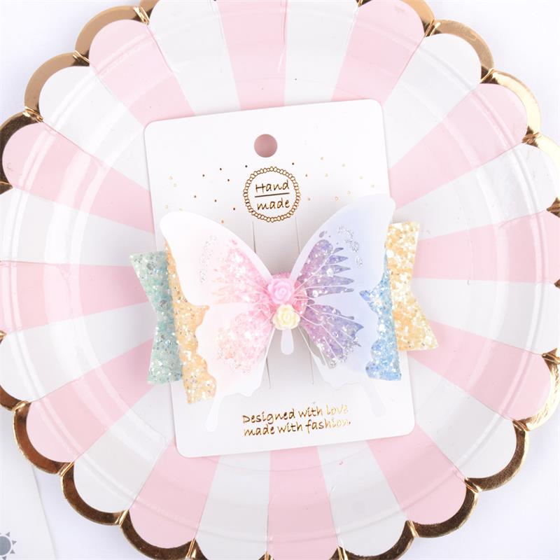 Pinces à cheveux à paillettes arc-en-ciel de 3,5 pouces pour filles, épingles à cheveux papillon, Barrettes à la mode pour enfants, nœuds de princesse, accessoires pour cheveux