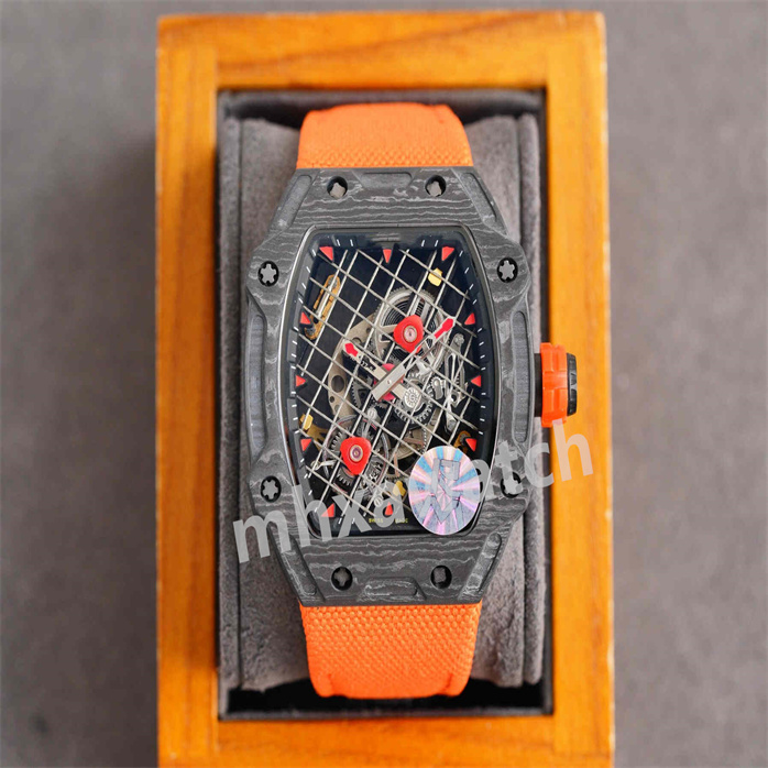 Watch Watch Zy Factory ينتج RM27-04 بالكامل تلقائيًا تلقائيًا في Tie West City Mostical Movement Movement Barrel Type Design Design Natural Rubber Strap