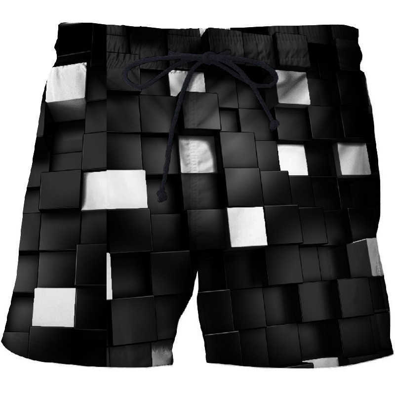 Men's swimwear 2021 black and white paisley print shorts fashion plaid 3d printing surf shorts men's swimming trunks quick-drying sports short P230506