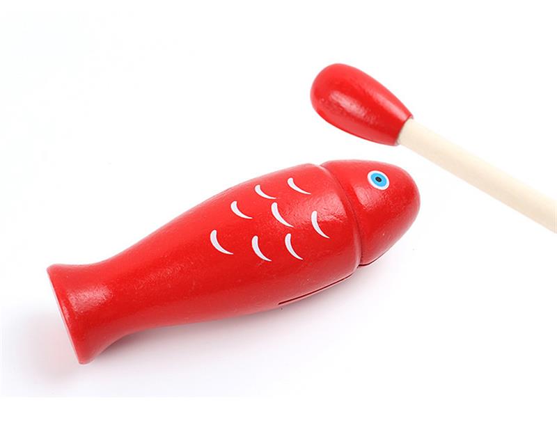 Red Fish Shape Block Percussion Creative Wooden Music Instruments Dzieci przedszkola kreskówka Nauczanie pomocy hurtowej