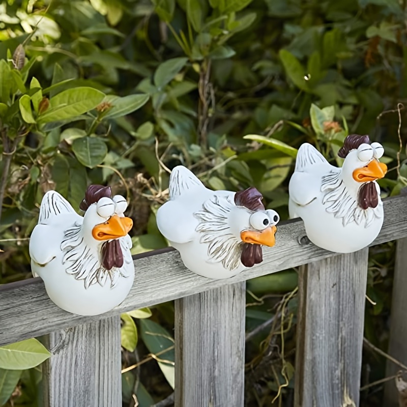 New Funny Chicken Fence Decor Resin Statues Home Garden Farm Yard Decorazioni Pollo Gallina Scultura Arte Artigianato Cortile Inaugurazione della casa