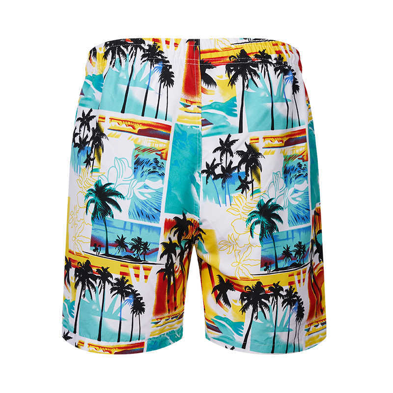 Herrbadkläder aloha shorts män kläder sommar kokosnöt träd tryckt shorts manliga hawaiian shorts mens badstammar med nätfoder badkläder p230506