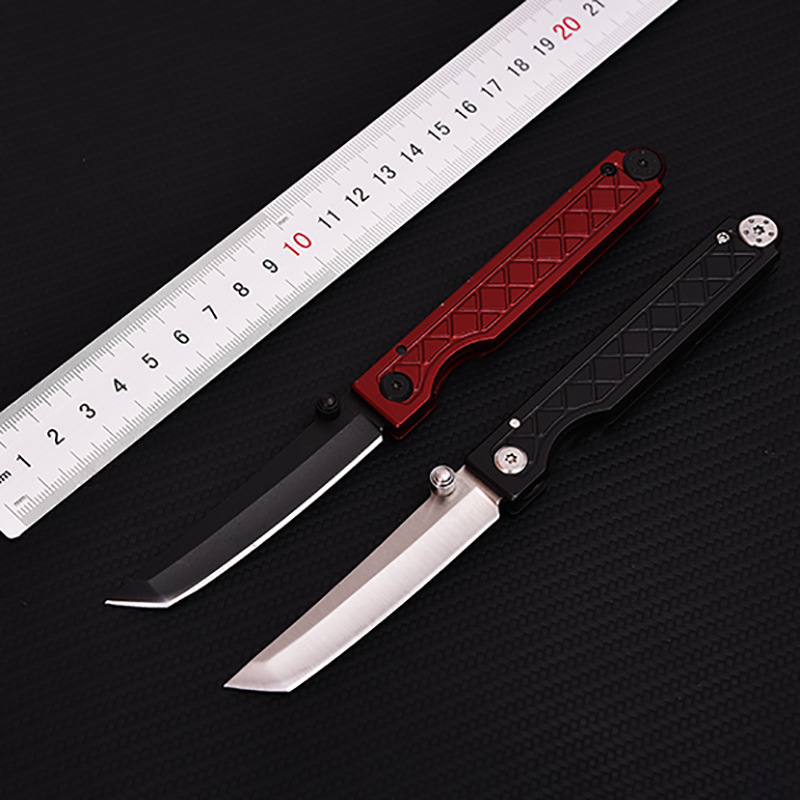 Специальное предложение A1912 Карманное складное нож 440C Сатиновый/черный оксид Tanto Blade Ручка из нержавеющей стали.