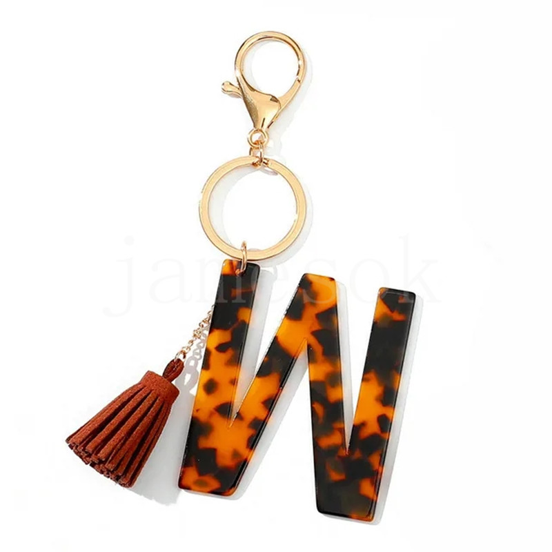 A-Z Keychain Classic Leopard Print Bendant Key Ring 26 أحرف مفاتيح المفاتيح الهدايا الإبداعية DF224