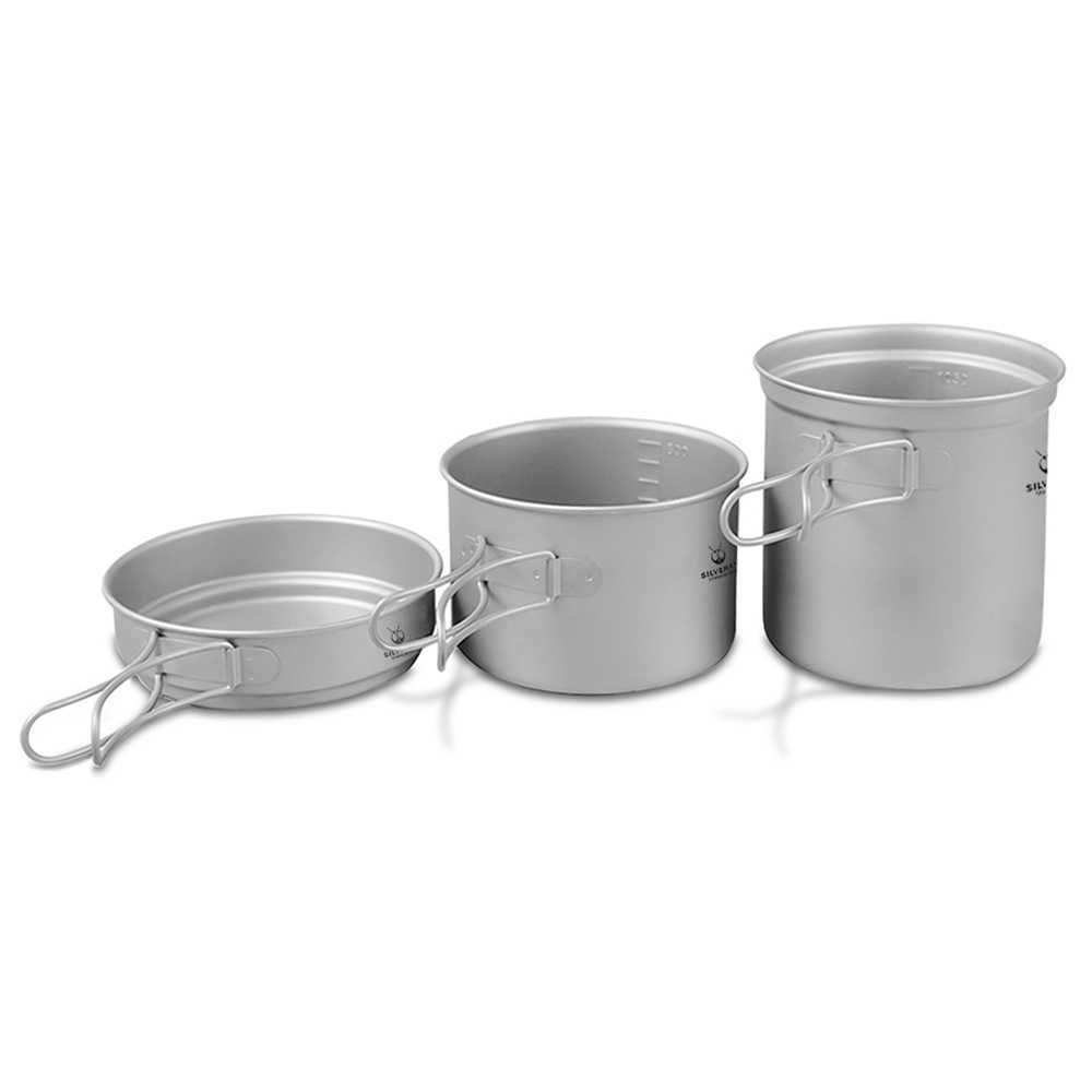 Camp Kitchen Multifunzionale Titanium Pot Padella Ultralight Set da cucina da campeggio di alta qualità con manico pieghevole Fornello da picnic all'aperto P230506